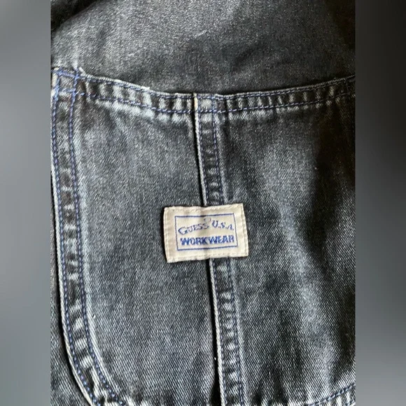Vintage GUESS USA workwear black wash chore yard jacket 90’s mens - Picture 3 of 5